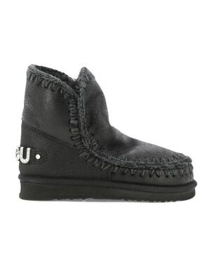 Women’s MOU Black Shearling Trim Moccasin Boot